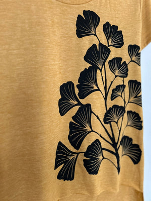 Gingko Leaves T-Shirt-Mustard Yellow