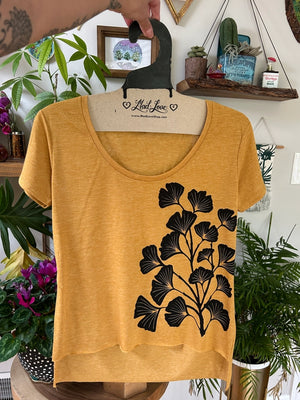 Gingko Leaves T-Shirt-Mustard Yellow