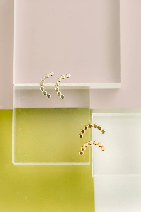 Gold Dot Arch Stud Earrings