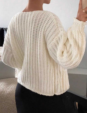 White Knit Cardigan-Gold Buttons