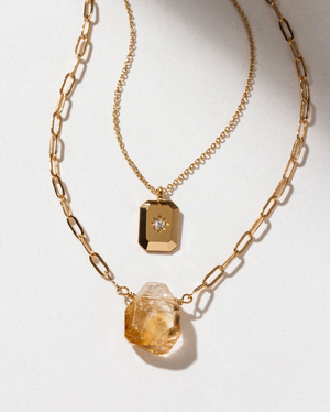 Citrine CZ Star Gold Golden Horizon Necklace