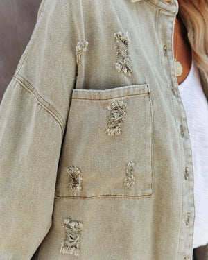 Distressed Green Denim Jacket