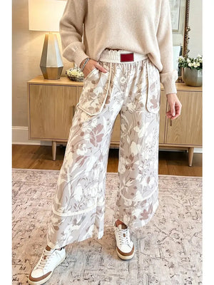Lavender Floral Contrast Pants