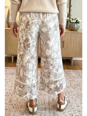 Lavender Floral Contrast Pants
