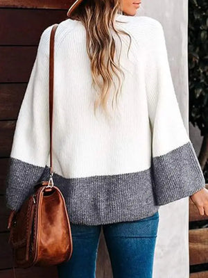 Grey White Colorblock Sweater