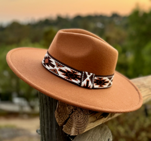 Camel Wide Brim Hat W/ Aztec Band