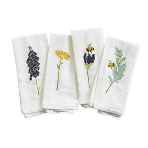 Cloth Napkins hand-drawn illustrations Set of 4