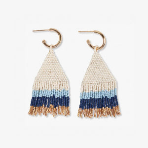 Medium Beaded Fringe Gold Hoop Earrings