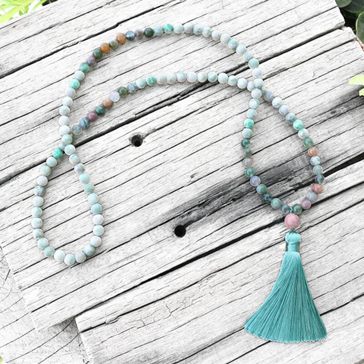 Lucky Jasper & Indian Agate Mala Necklace