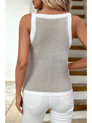 Khaki Ribbed Knit Tank Top