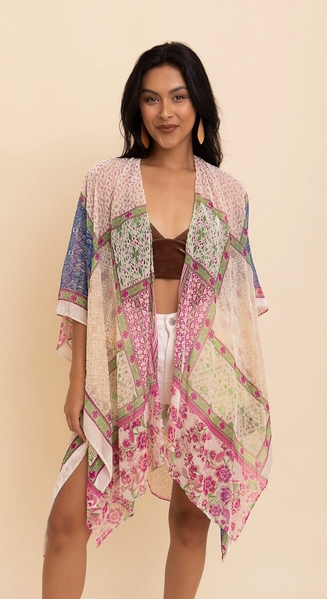 White Velvet Bohemian Burnout Kimono