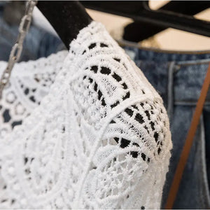 White Lace Open Weave Crochet Top