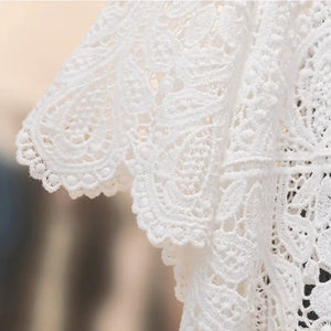 White Lace Open Weave Crochet Top