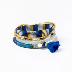 Lapis & Light Blue Sequin Bracelet Stack