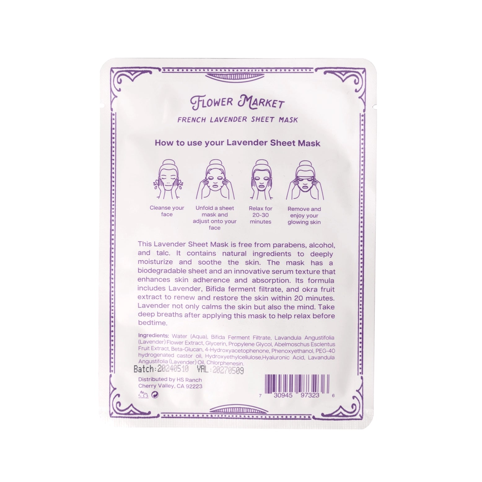 All Natural French Lavender Sheet Mask