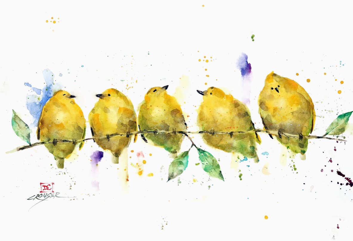 Lemon Birds Watercolor Card