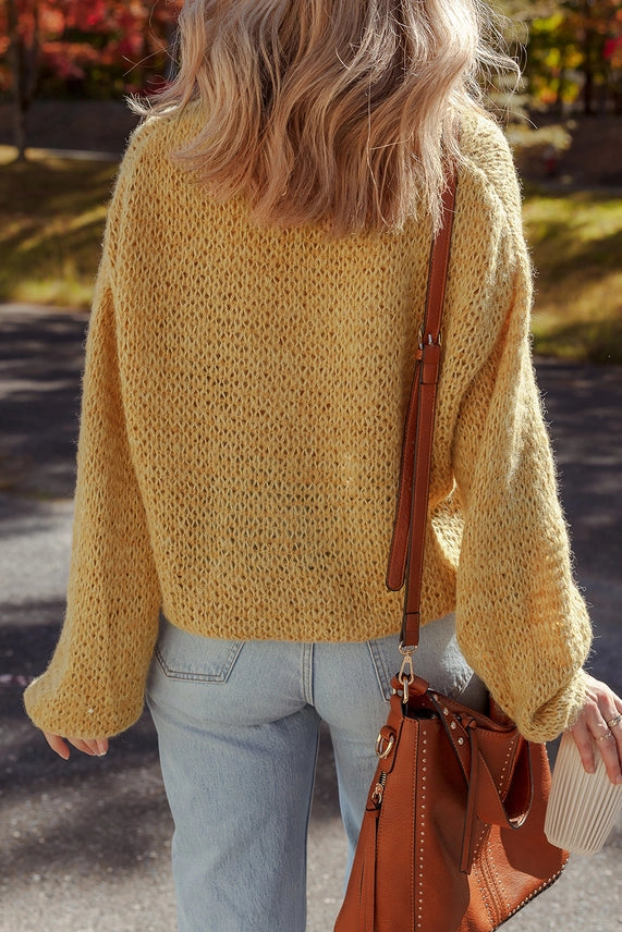 Yellow  Scallop Trim Cardigan