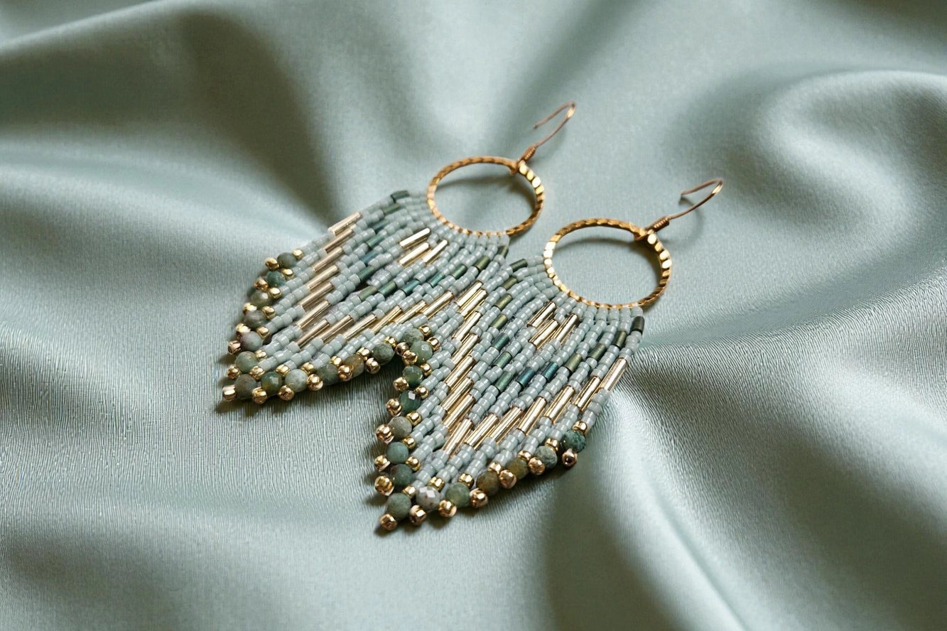 Emery Lt. Blue & Chrysocolla Fringe with Gemstone