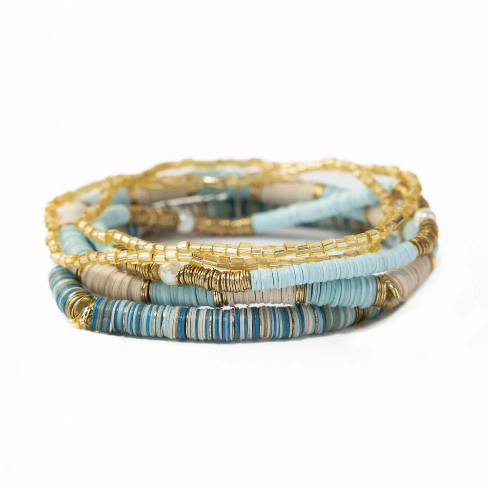 Light Blue Sequin Bracelet Stack