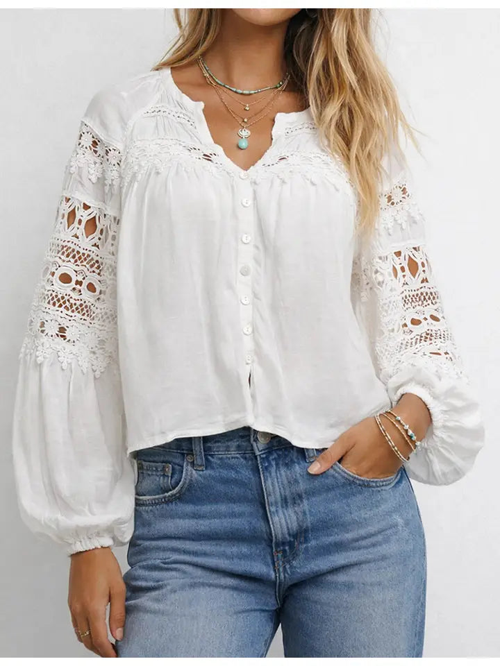White Embroidered Long Sleeve