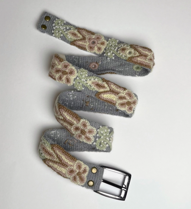 Hand Embroidered Belt Luisa Grey- Skinny
