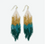 Emerald & Gold Ombre Fringe Earrings