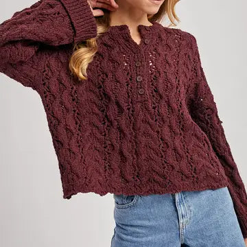 Open Knit Maroon Sweater
