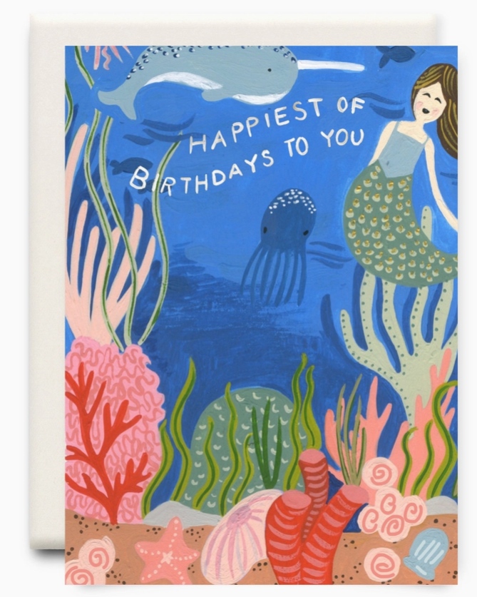 Mermaid Under the Sea-Happiest Birthday Card