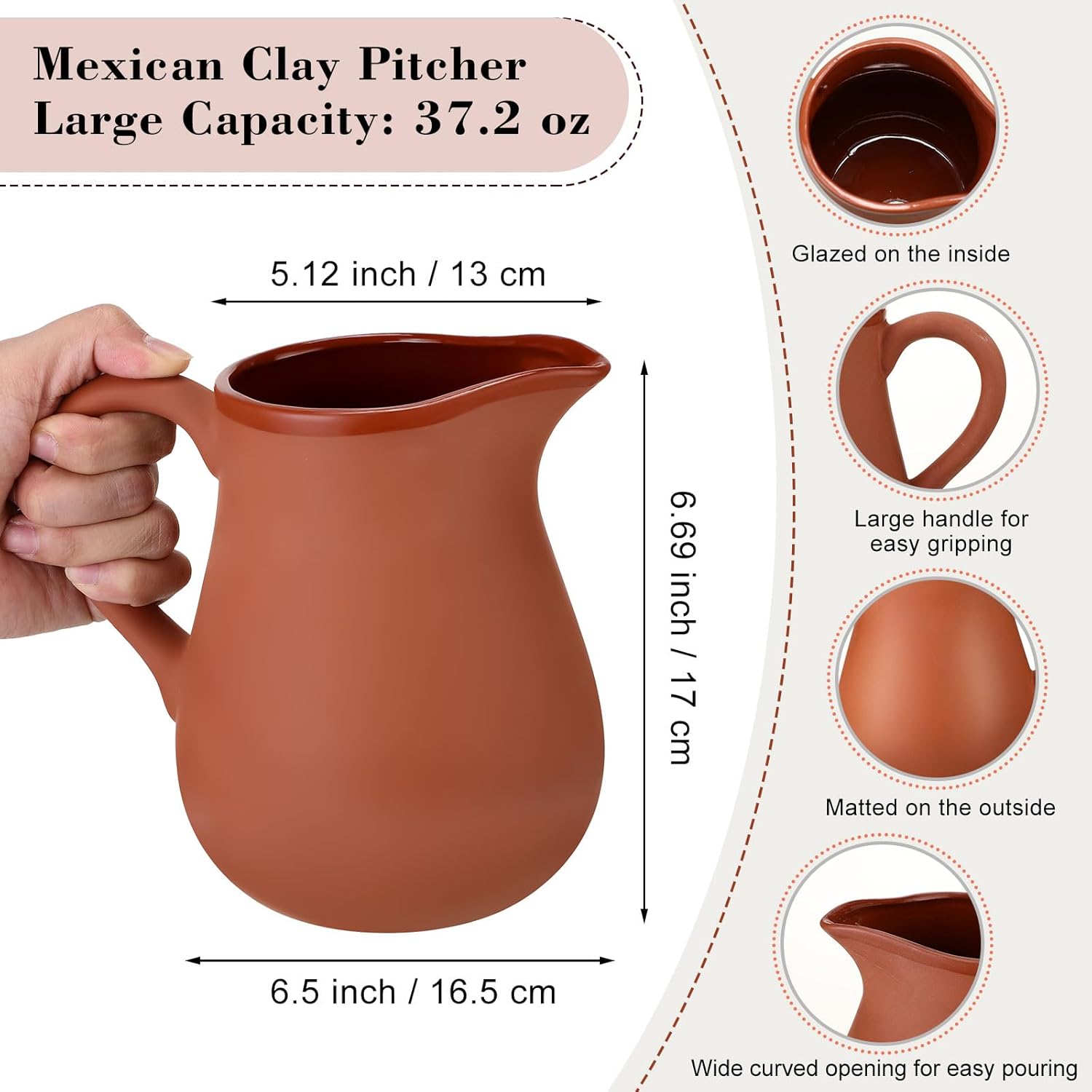 Small Clay Pitcher-37oz