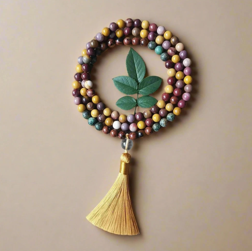 Mala Mookaite & African Turquoise Tassel Necklace/Bracelet