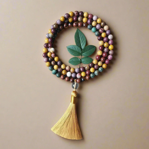 Mala Mookaite & African Turquoise Tassel Necklace/Bracelet
