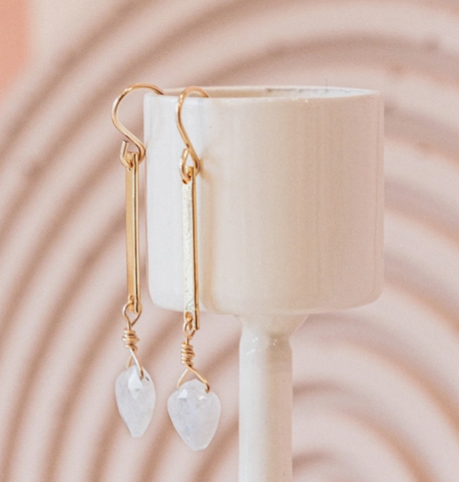 Moonstone Bar Drop Earrings