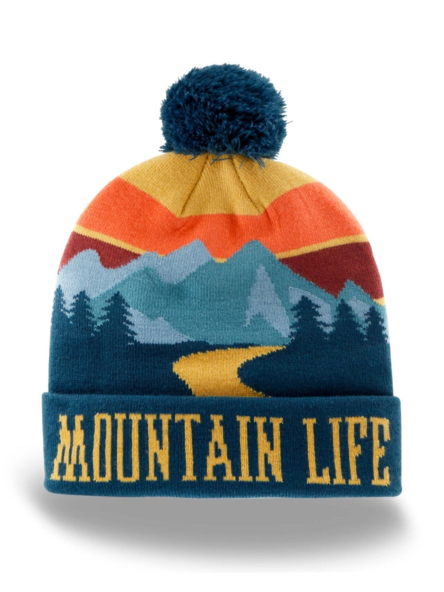 Pom-Pom Beanie Sunset Mountain Life