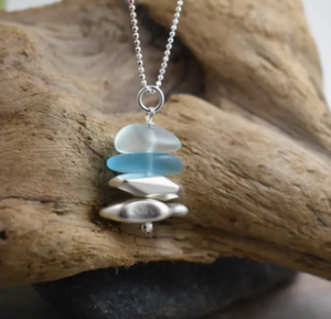 Stacked Pebbled Necklace-Eco Glass & Silver