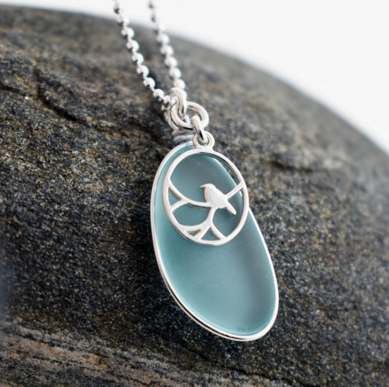 Periwinkle Eco Glass Nightingale Necklace