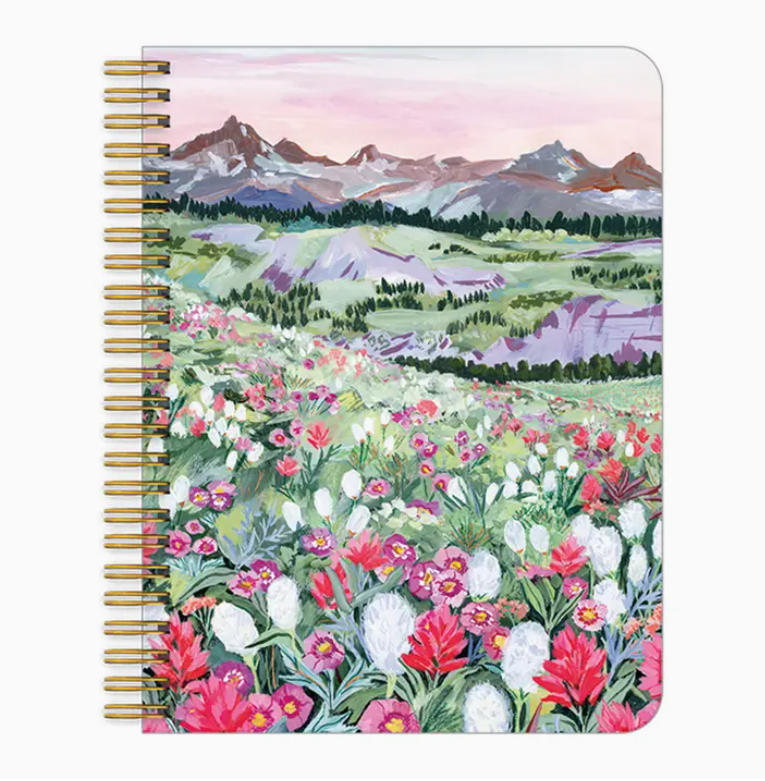 Mountainscape & Flowers Medium Spiral Notebook