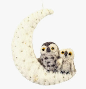 Handfelted Night Owl Ornament