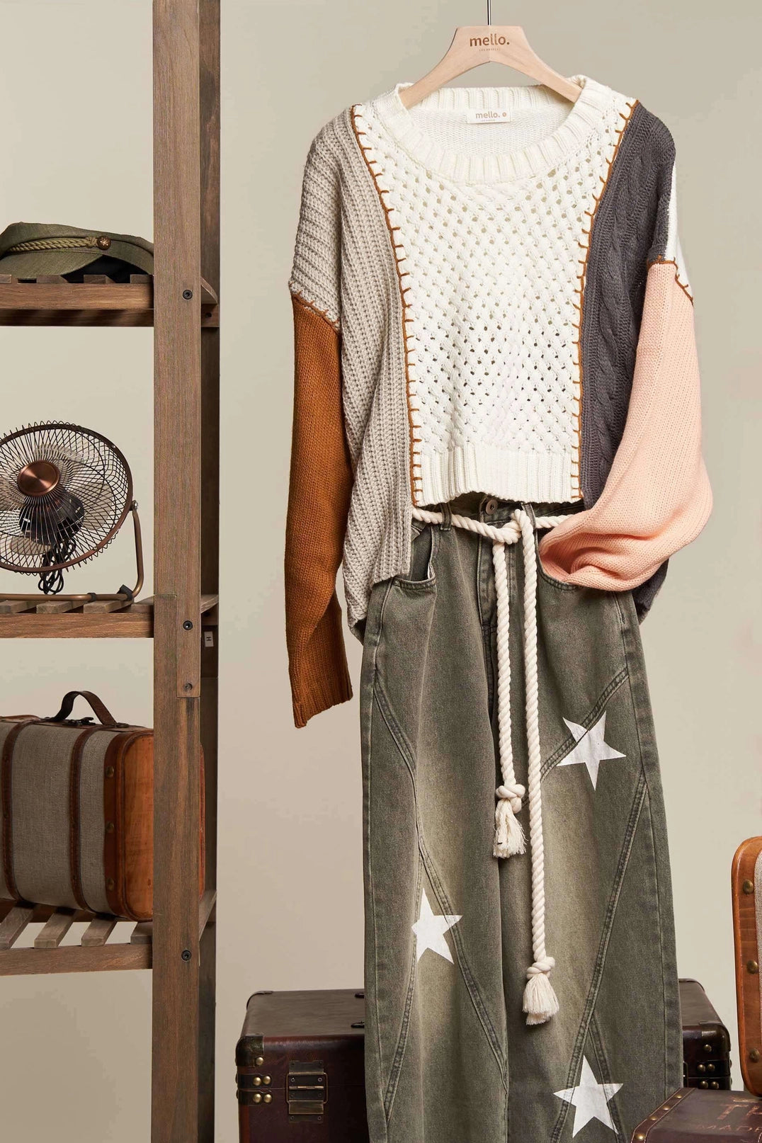 Multi-Fabric Colorblock Sweater