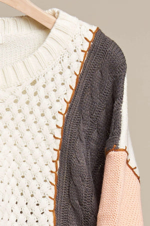 Multi-Fabric Colorblock Sweater