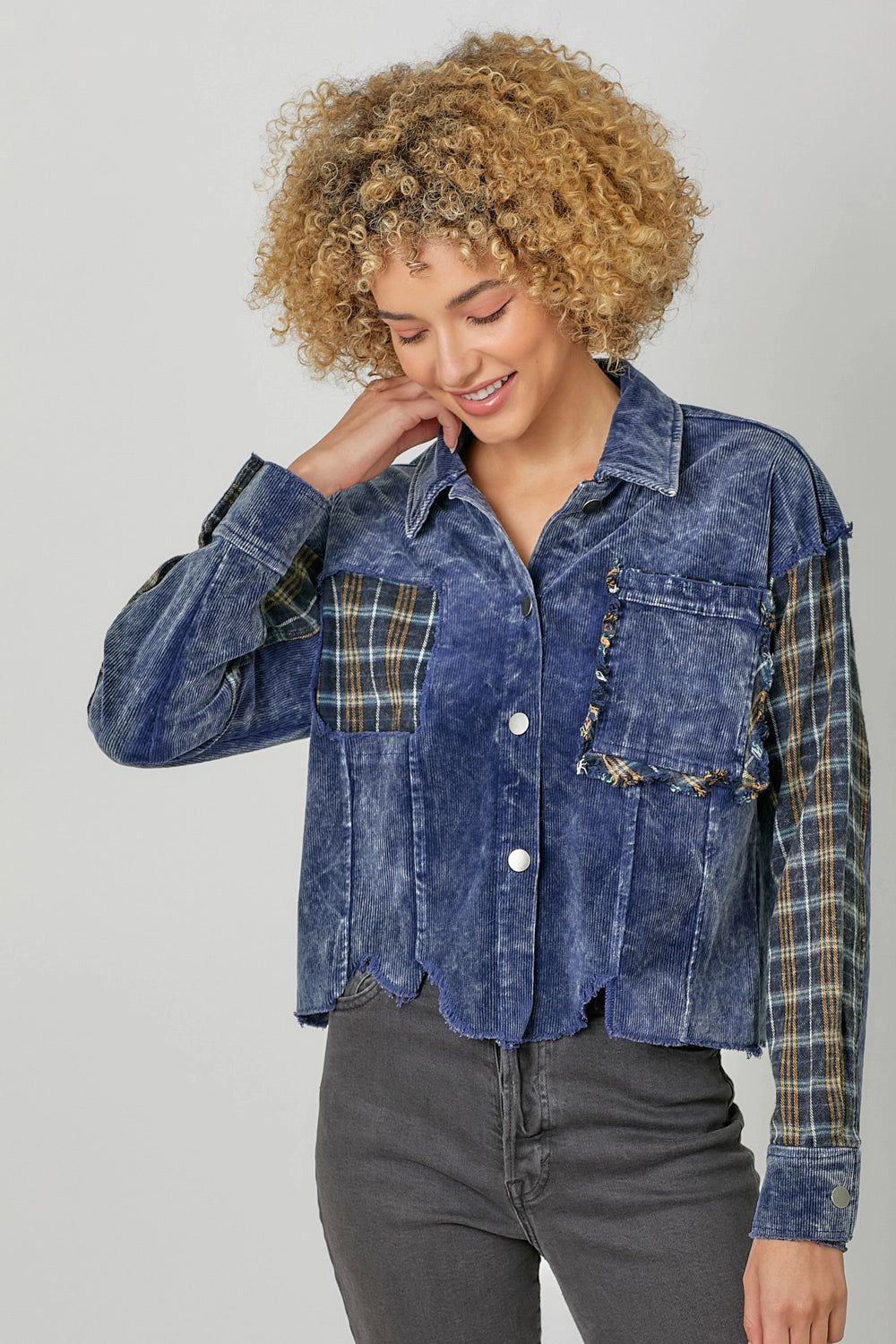 Corduroy Jacket- Blue Mix Plaid