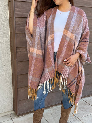 Autumn Sky Plaid Kimono