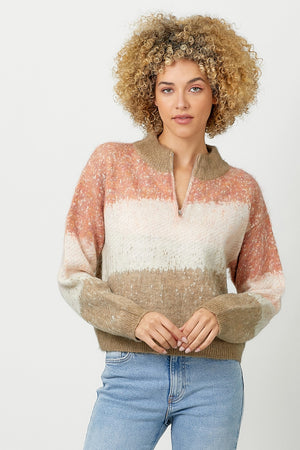 Tri-Color Half Zip Sweater