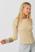 Sand Striped Trim Raglan Sweater