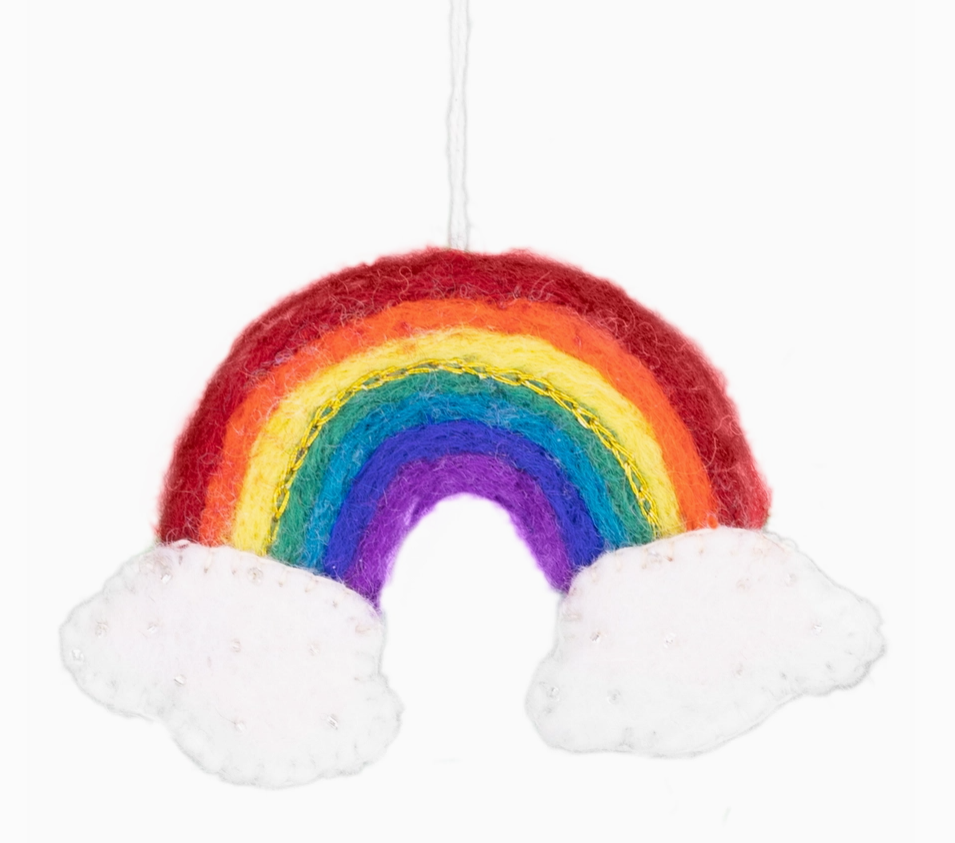 Handfelted Bright Rainbow Ornament