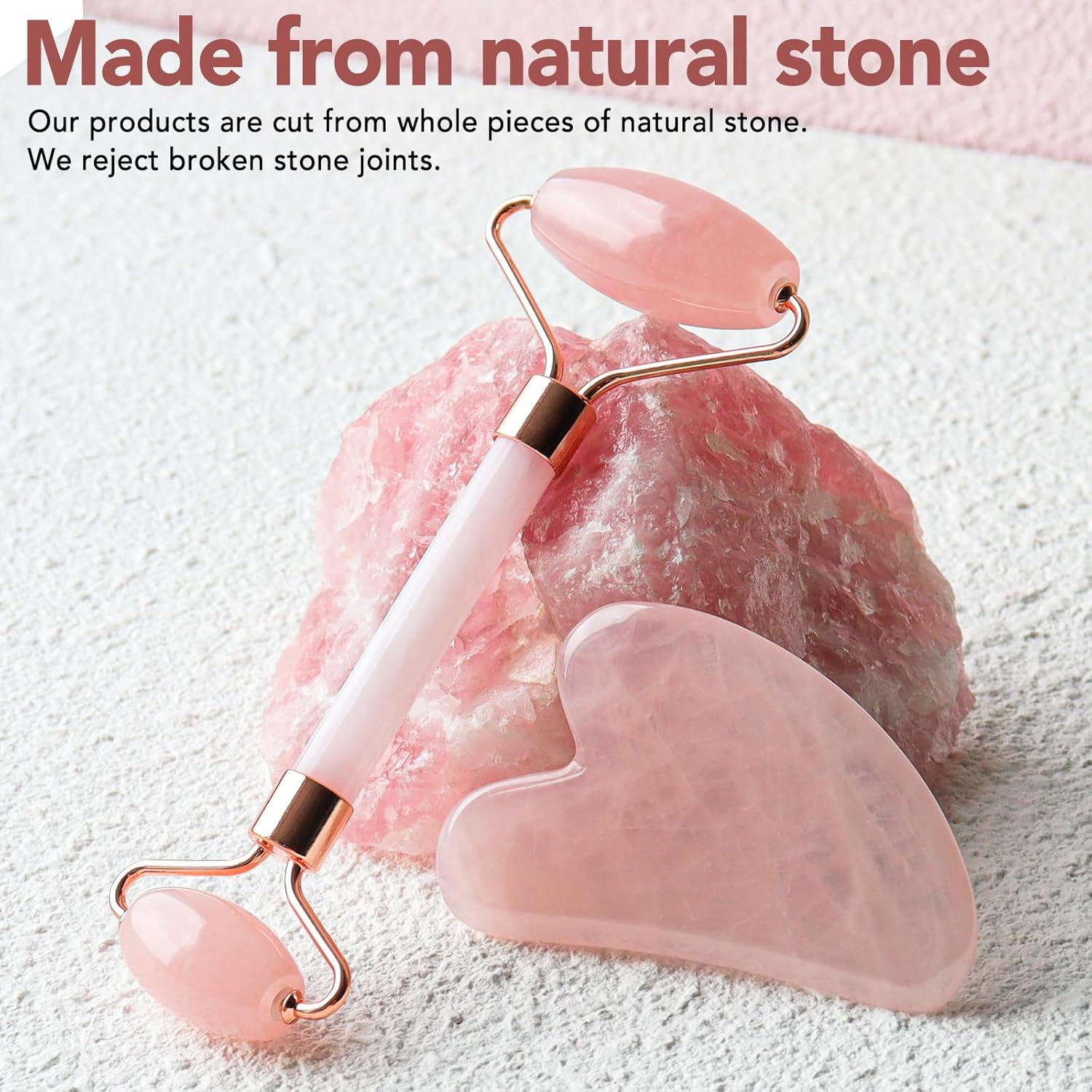 Rose Quartz Gua Sha & Facial Roller Set