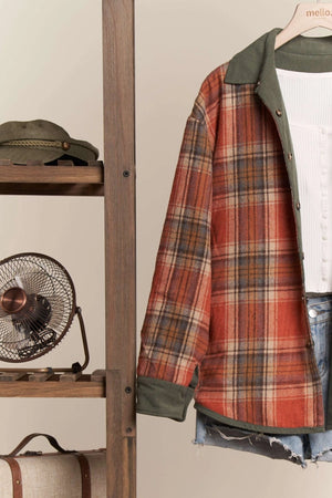 Reversible Green & Red Corduroy/Plaid Shirt