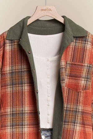 Reversible Green & Red Corduroy/Plaid Shirt