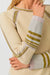 Sand Striped Trim Raglan Sweater
