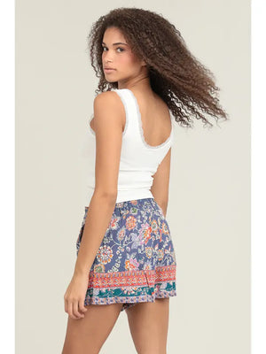 Dark Blue Multi-Pattern Floral Shorts