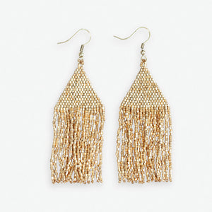 Gold Beaded Fringe Earrings